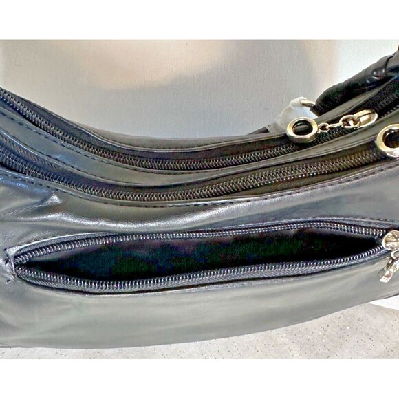 Unbranded Black Studded Shoulder Hobo Vegan Leather Bag Bonus CC Case Pockets - Picture 6 of 16